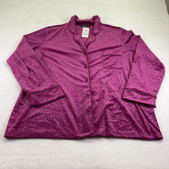 INC International Concepts Velour Notch Collar Plush Cheetah Pajama Set Pink XXL - Picture 3 of 15